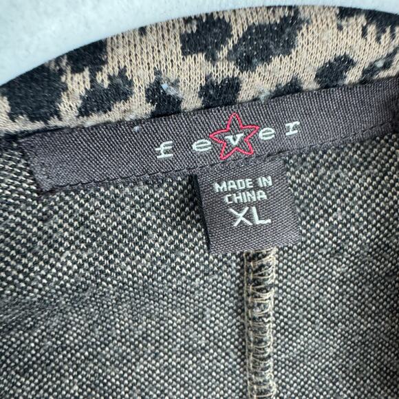 Fever Y2K Leopard Print Long Line Cardigan Duster Ruffled Collar Pockets Size XL - Picture 6 of 8